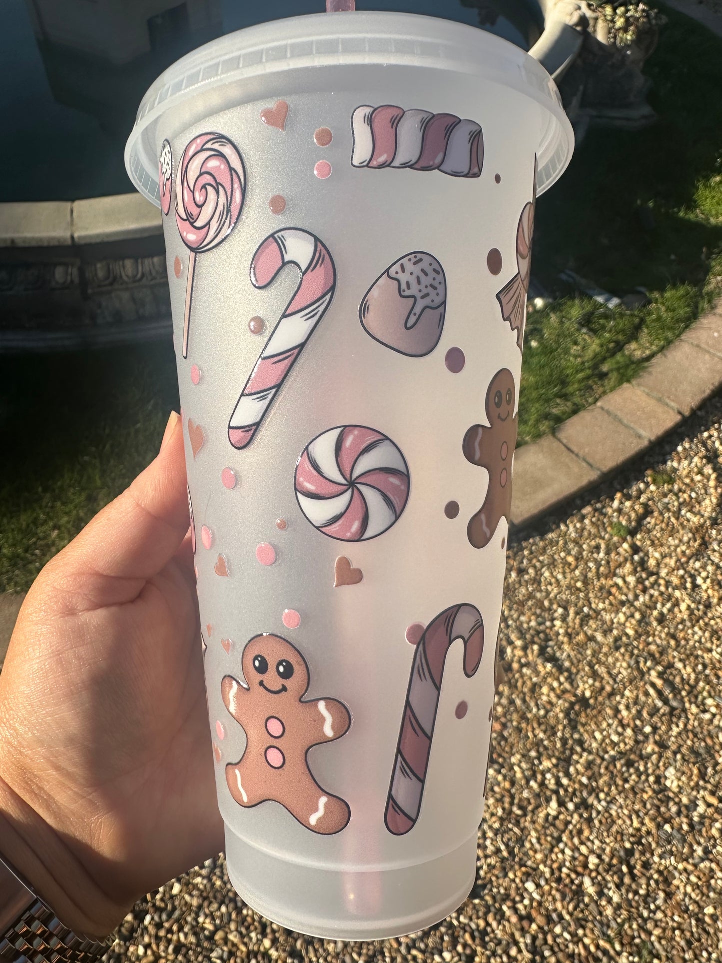 Pink candy gingerbread cup
