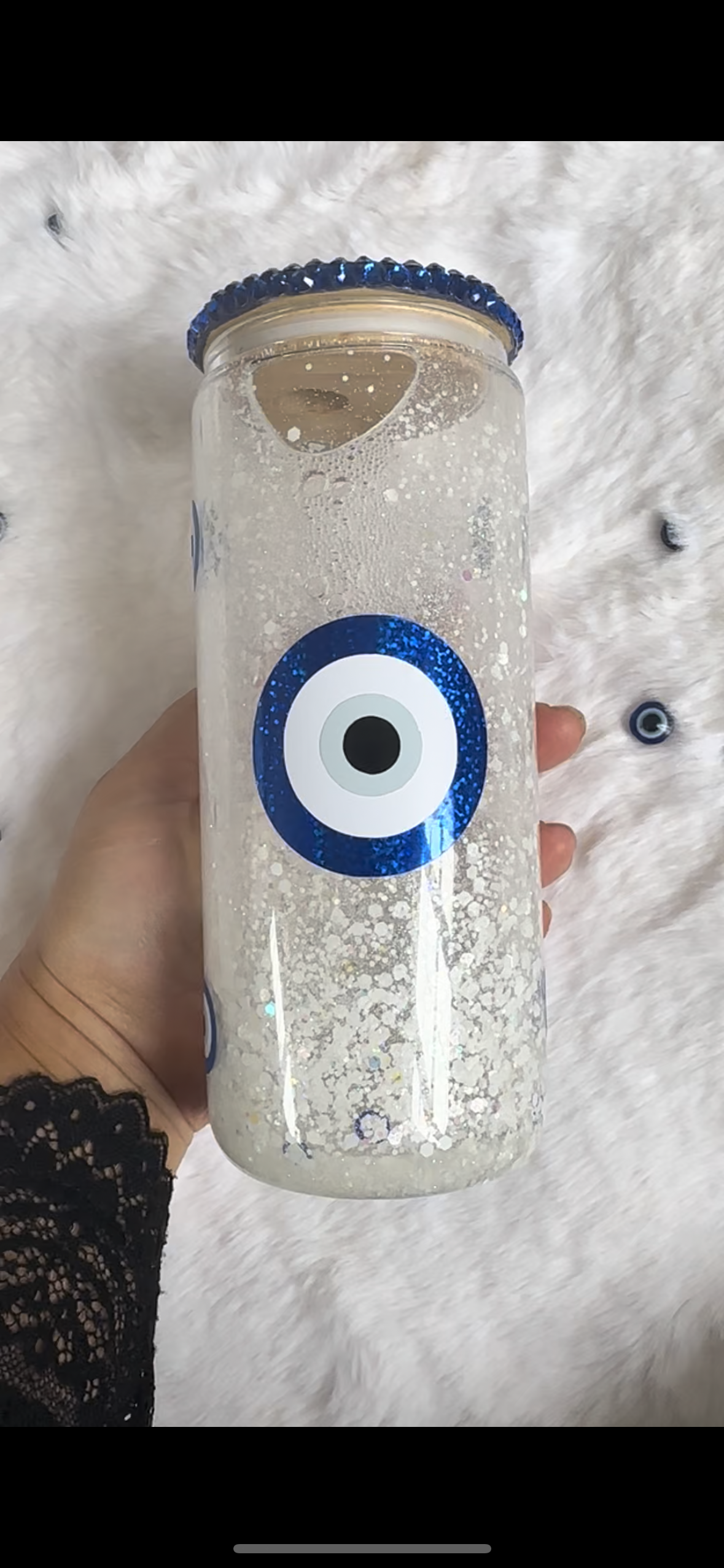 Evil eye snowglobe tumbler