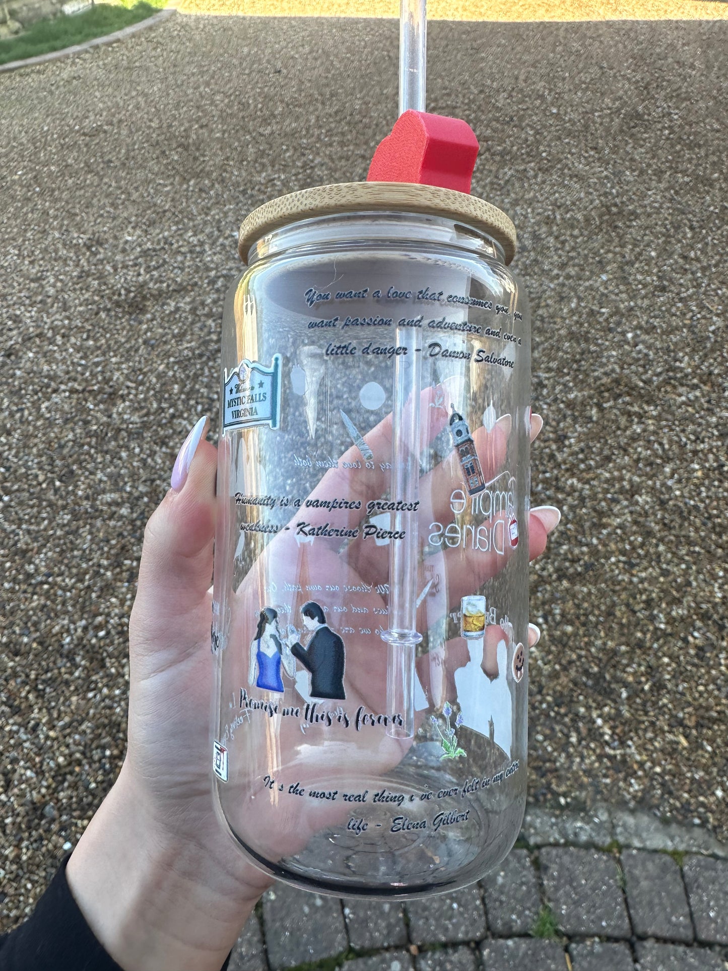 Vampire diaries glass cup
