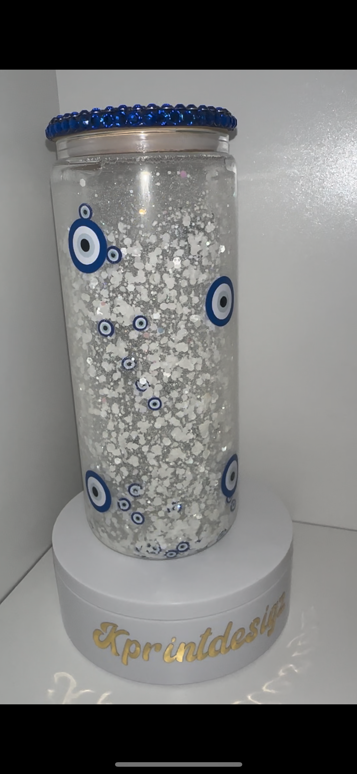 Evil eye snowglobe tumbler