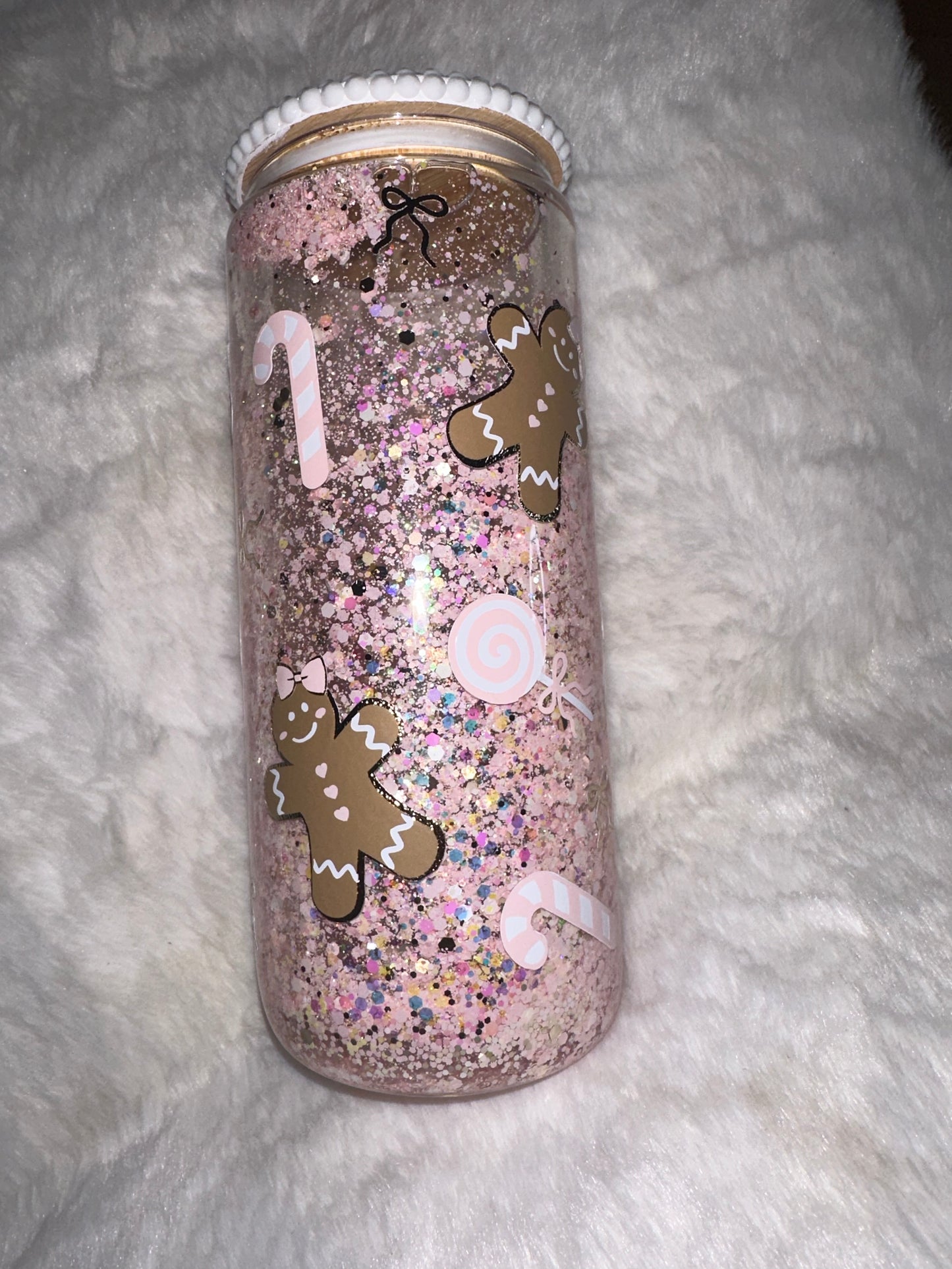 Gingerbread candy lane 16oz snowglobe tumbler