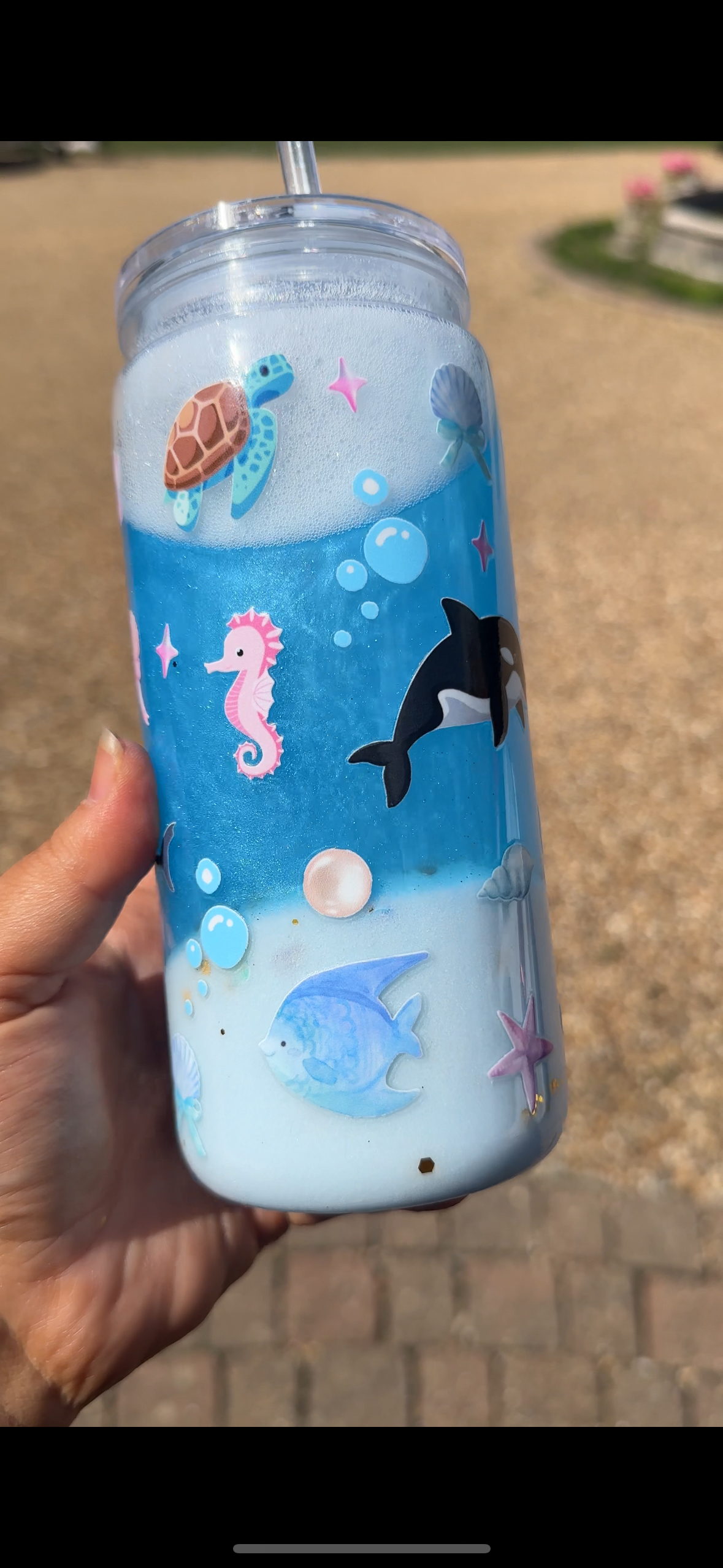 Sea life beach tumbler