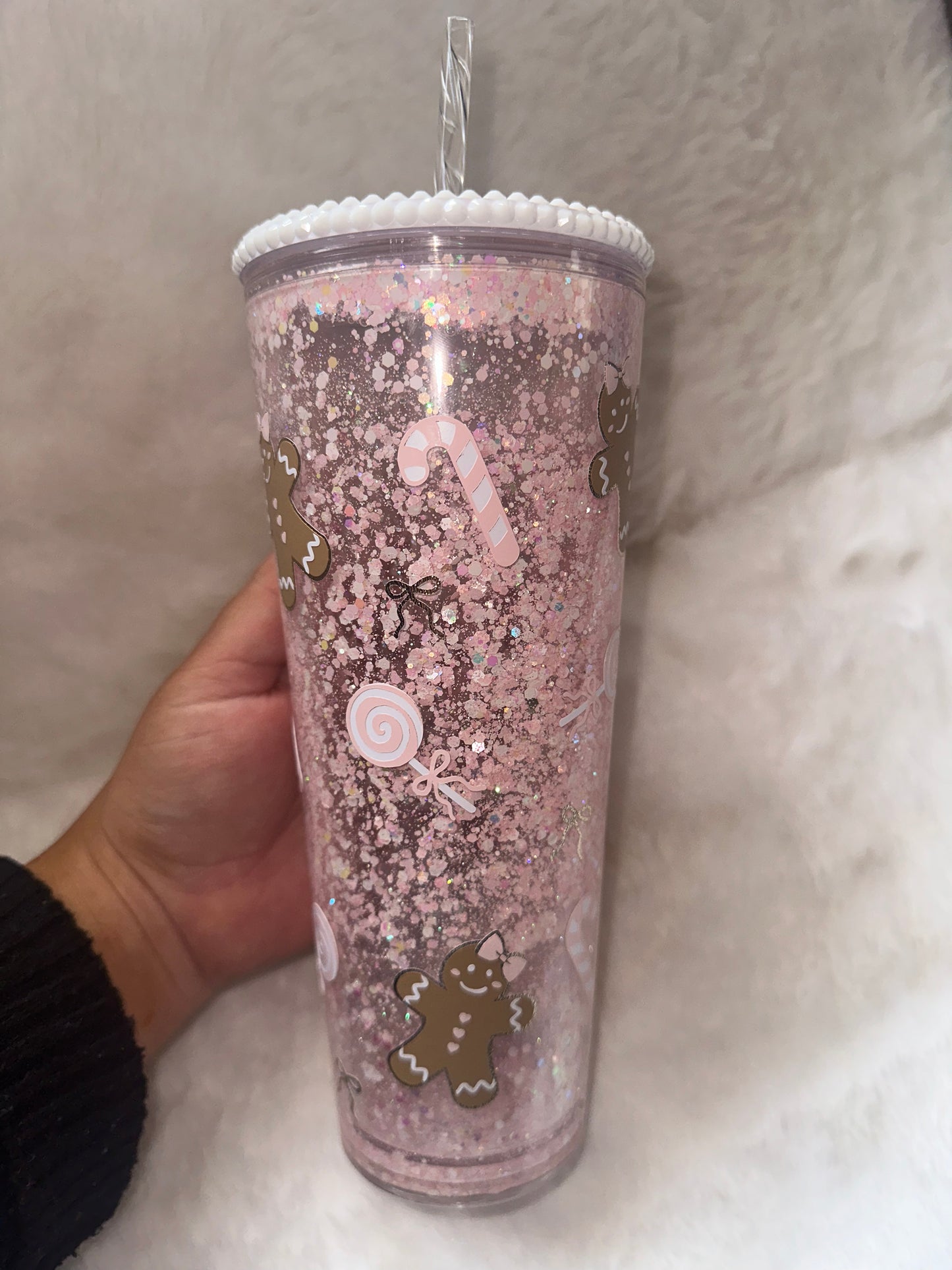 Gingerbread candy lane snowglobe tumbler