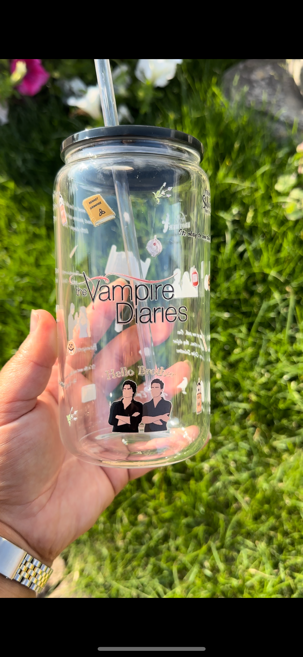 Vampire diaries glass cup