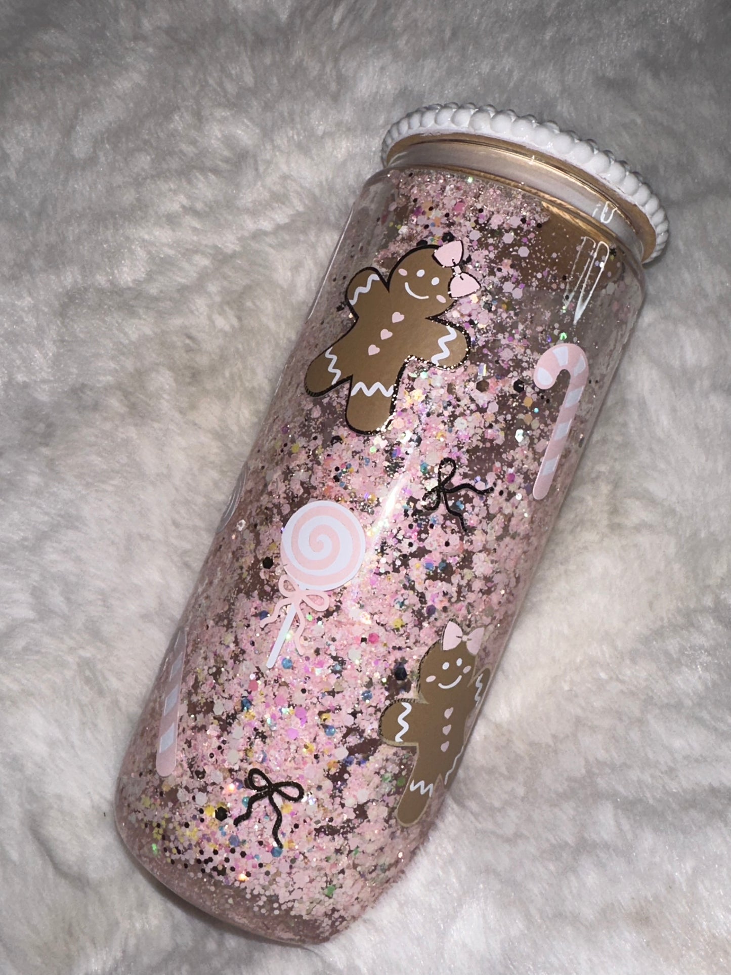 Gingerbread candy lane 16oz snowglobe tumbler