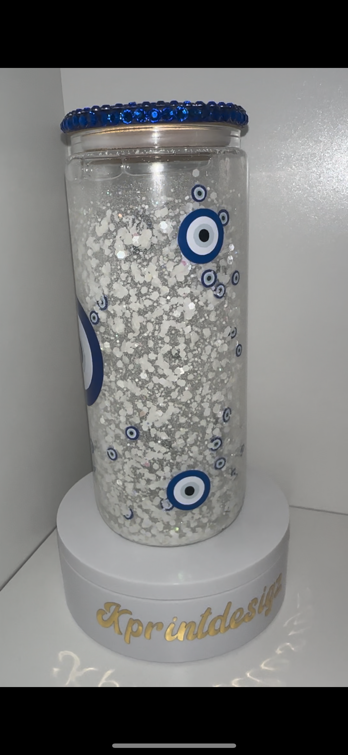 Evil eye snowglobe tumbler
