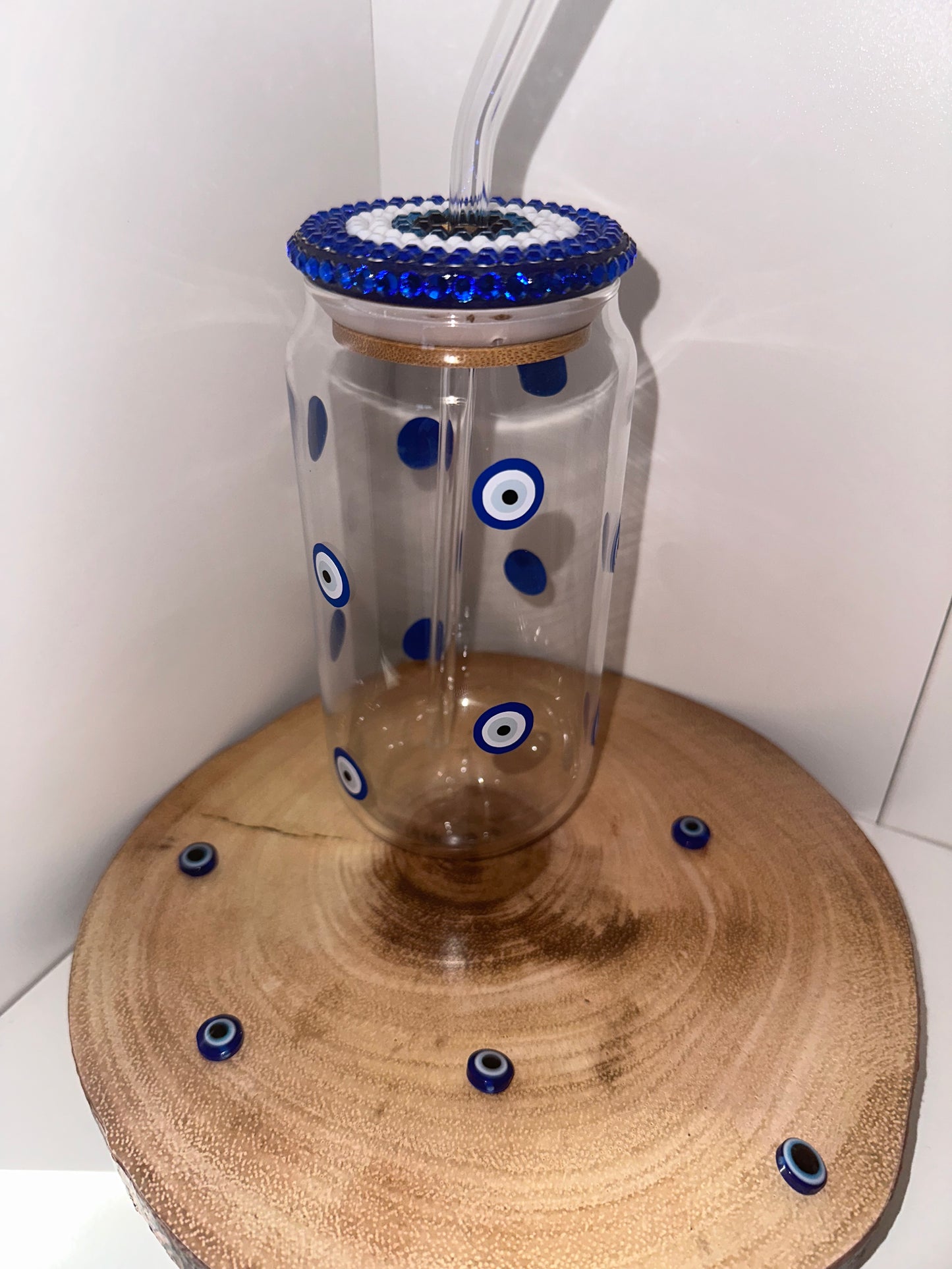 Evil eye glass tumbler