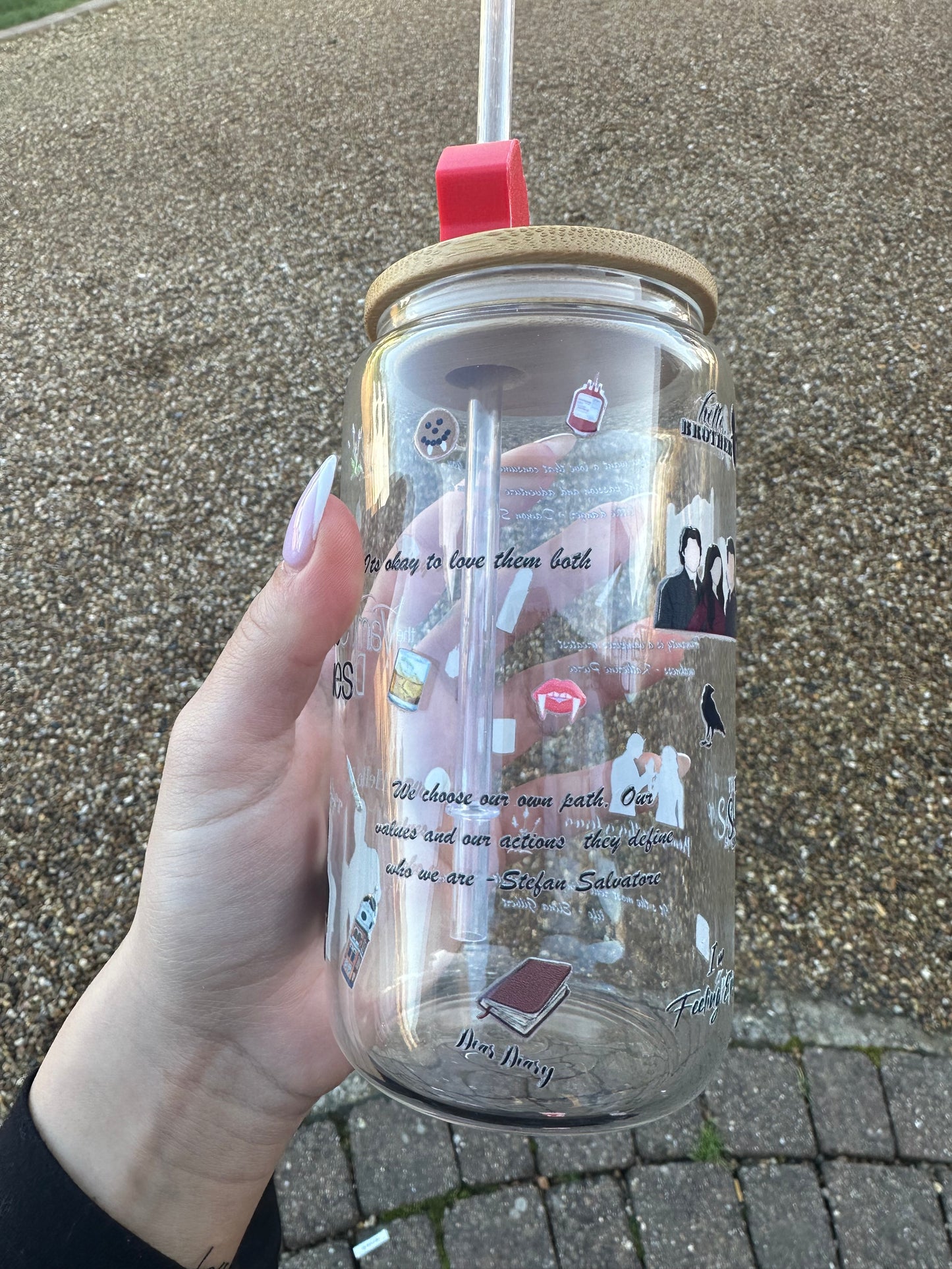 Vampire diaries glass cup