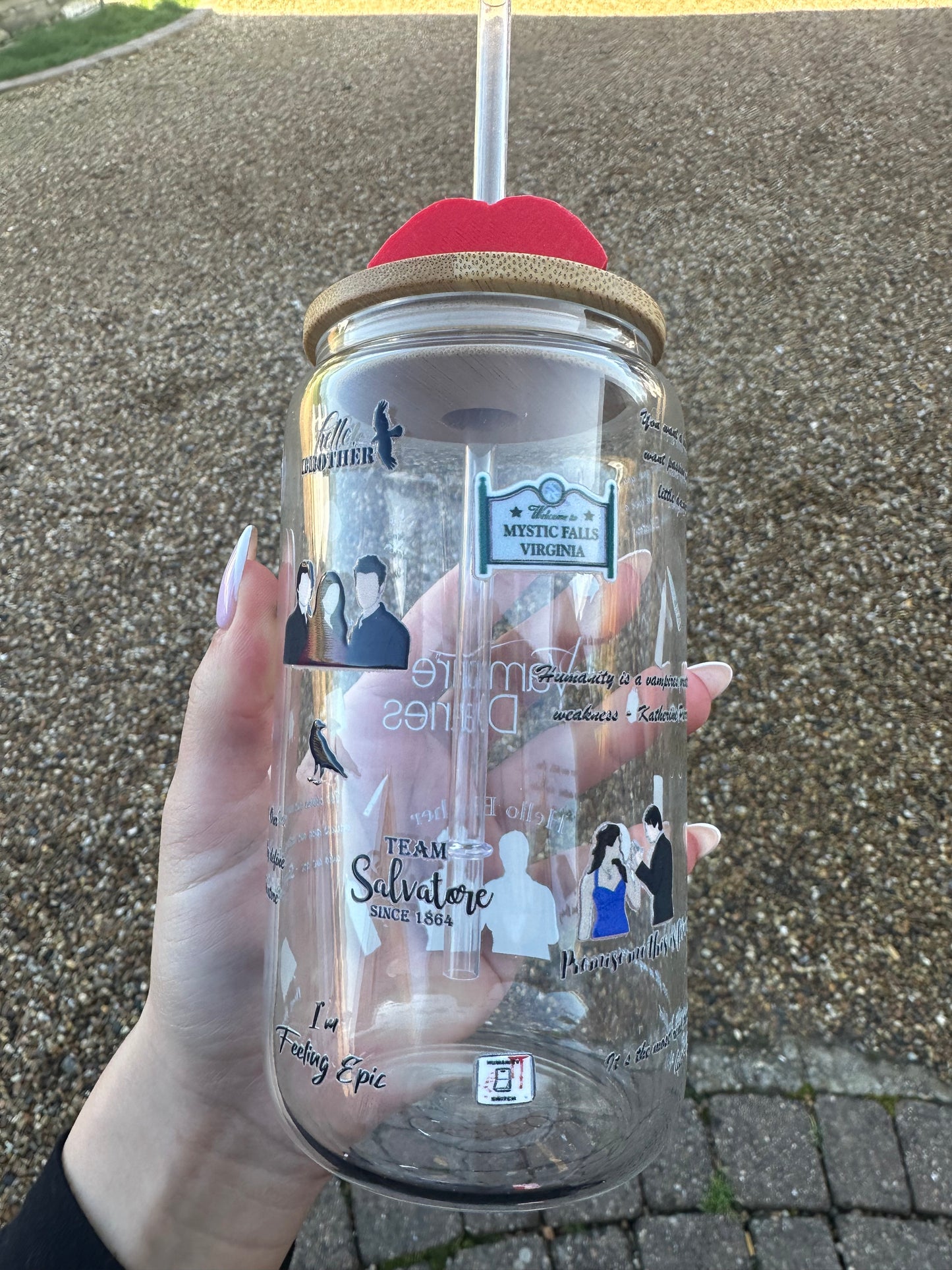 Vampire diaries glass cup