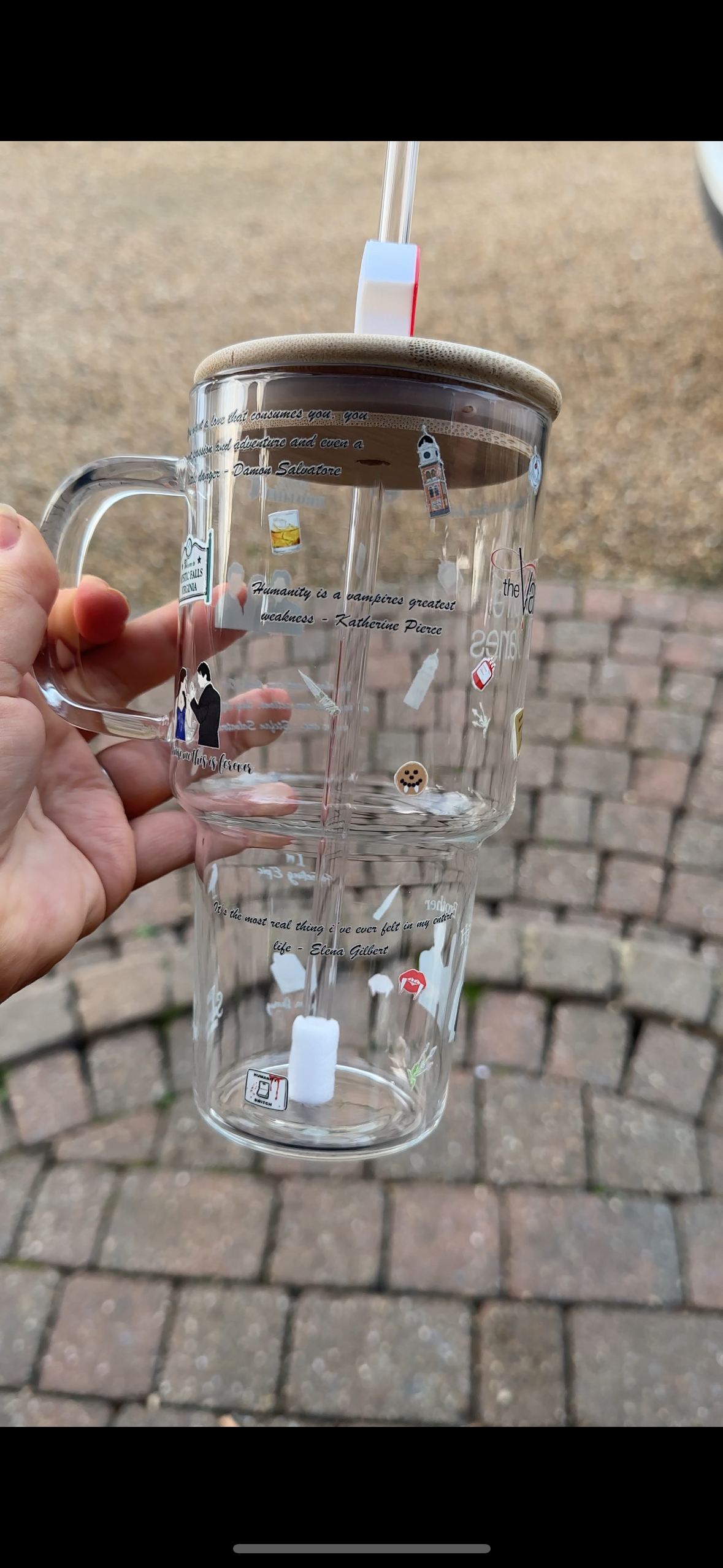 Vampire diaries glass tumbler