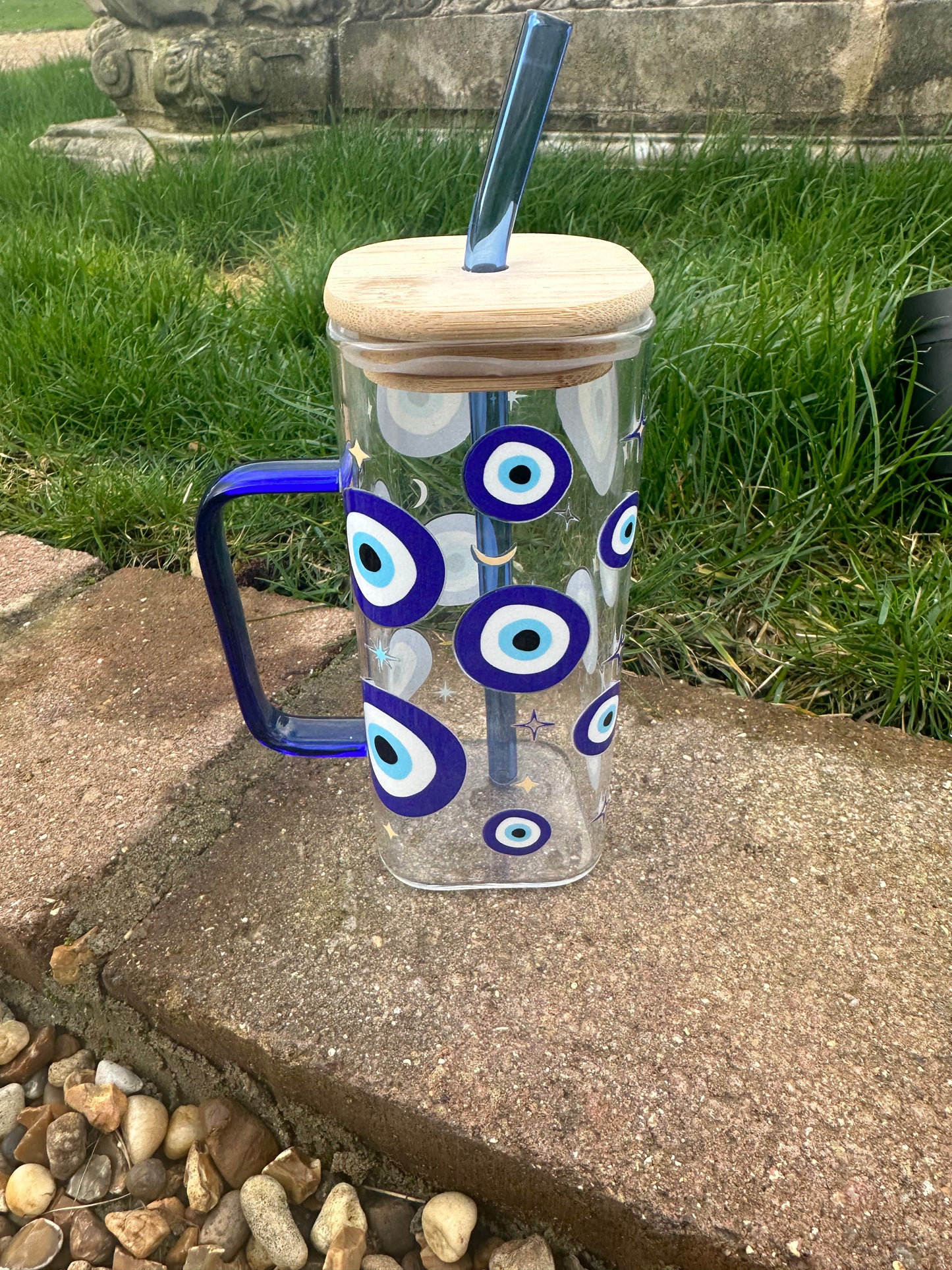 Evil eye square glass