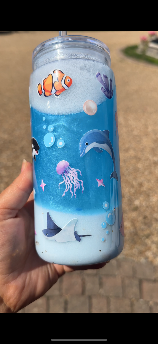 Sea life beach tumbler