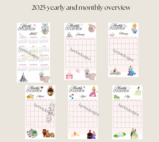 Disney PERSONAL yearly/monthly overview inserts