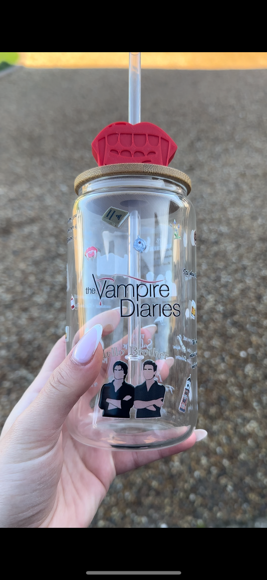 Vampire diaries glass cup