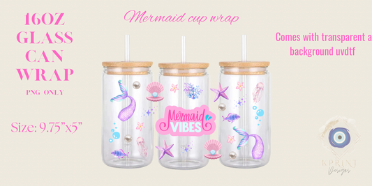 Mermaid 16oz cup wrap