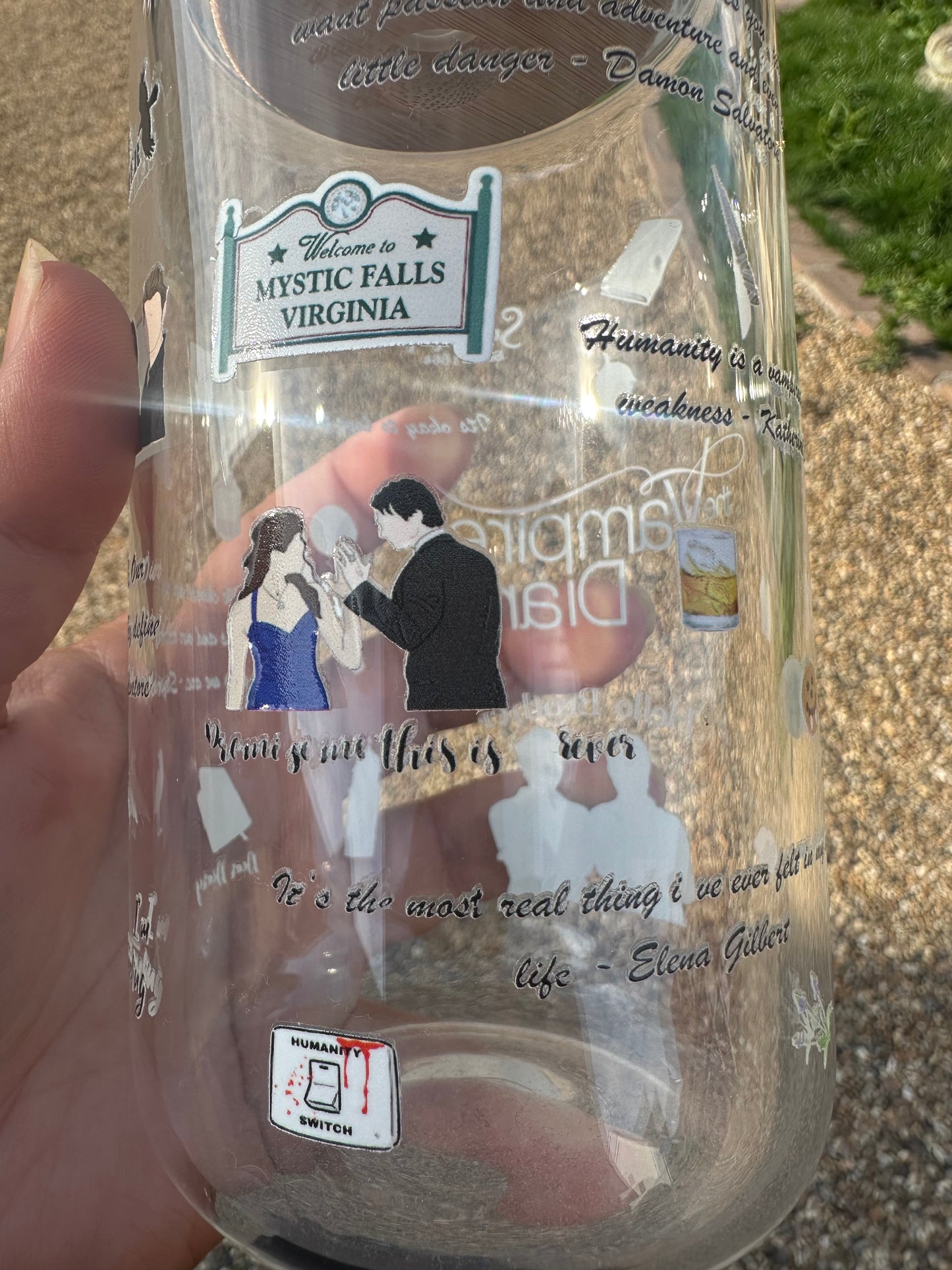 Vampire diaries glass cup